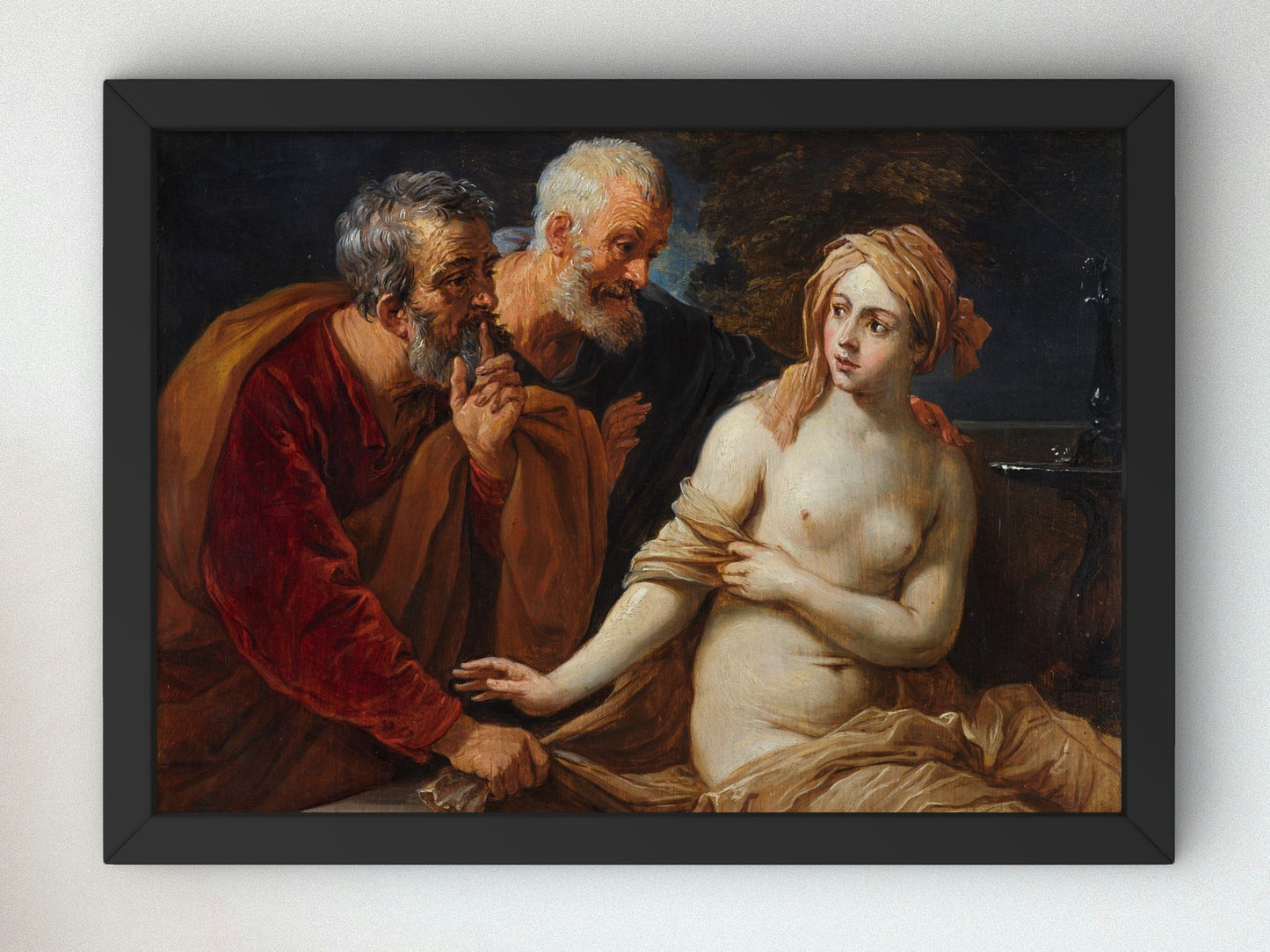 Susannah and the Elders by David Teniers the Younger 1653, Wall Art Print, Fine Art Reproduction, Museum Quality Decor, Poster