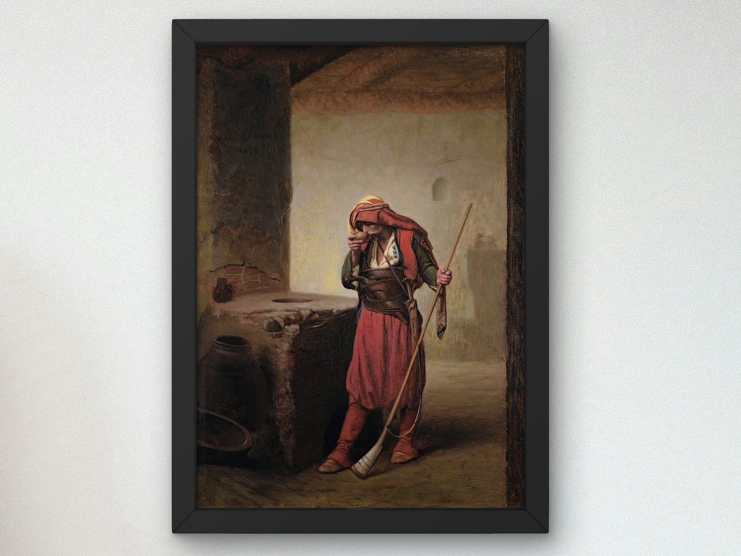 Arnaut Drinking by Jean Leon Gerome 1856, Wall Art Print, Fine Art Reproduction, Museum Quality Decor, Poster