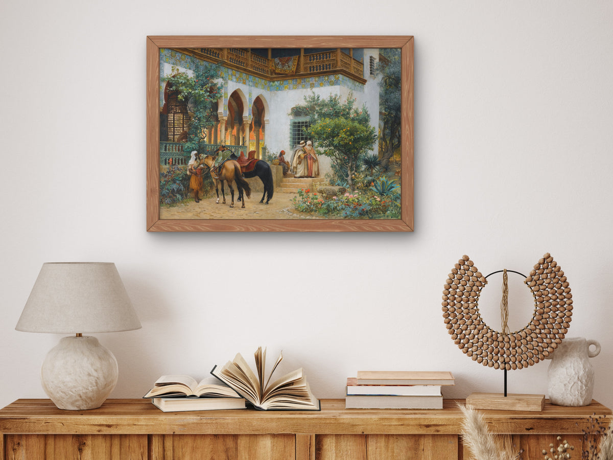 A North African Courtyard by Frederick Arthur Bridgman 1879, Wall Art Print, Fine Art Reproduction, Museum Quality Decor, Poster