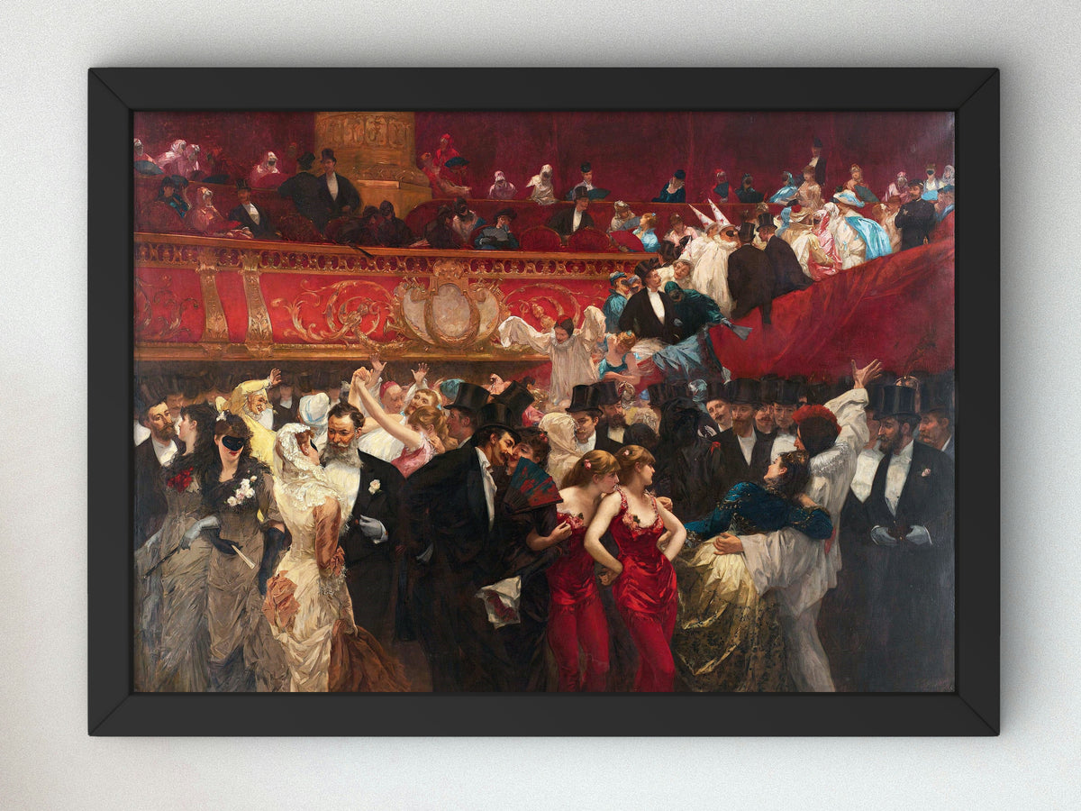 Masquerade Ball by Charles Hermans 1880, Wall Art Print, Fine Art Reproduction, Museum Quality Decor, Poster