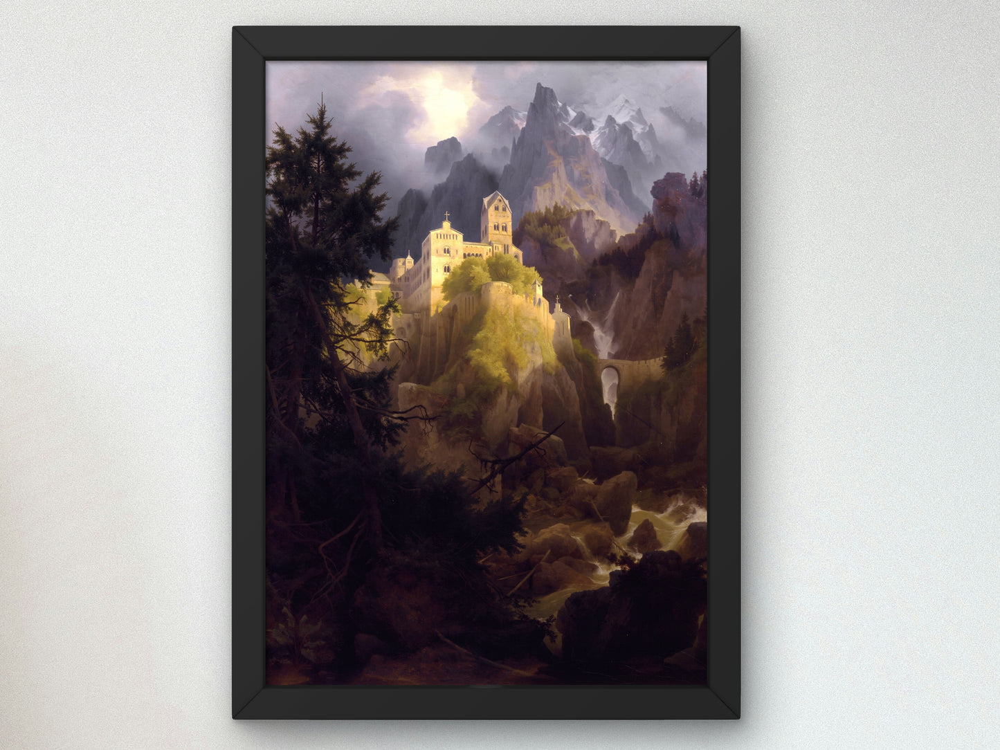 Monastery Burgeis in Tyrol by Karl Eduard Biermann 1832, Wall Art Print, Fine Art Reproduction, Museum Quality Decor, Poster