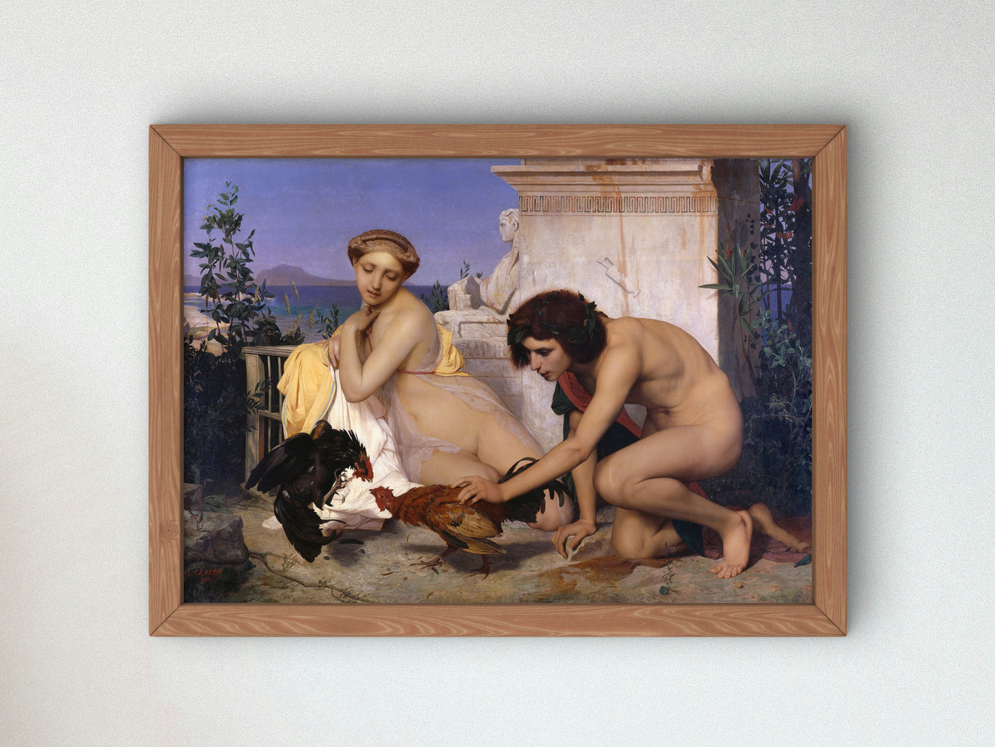 Young Greeks Attending a Cock Fight by Jean Leon Gerome 1846, Wall Art Print, Fine Art Reproduction, Museum Quality Decor, Poster