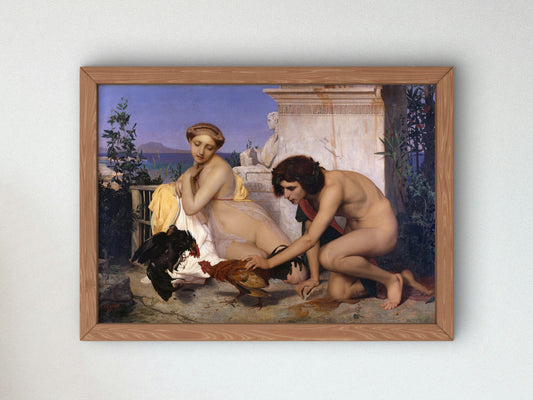 Young Greeks Attending a Cock Fight by Jean Leon Gerome 1846, Wall Art Print, Fine Art Reproduction, Museum Quality Decor, Poster