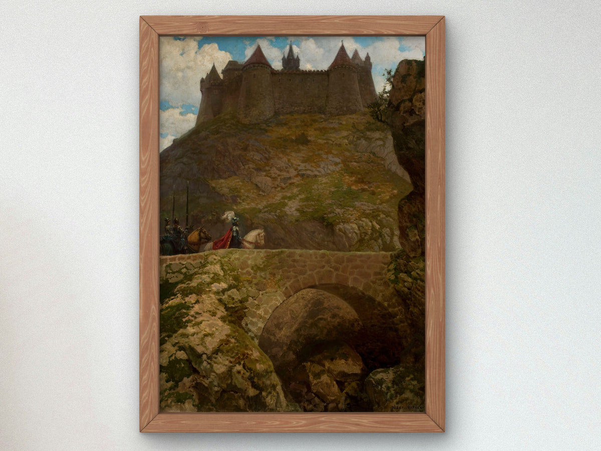 Landscape with a Castle and a Knight by Józef Rapacki 1928, Wall Art Print, Fine Art Reproduction, Museum Quality Decor, Poster