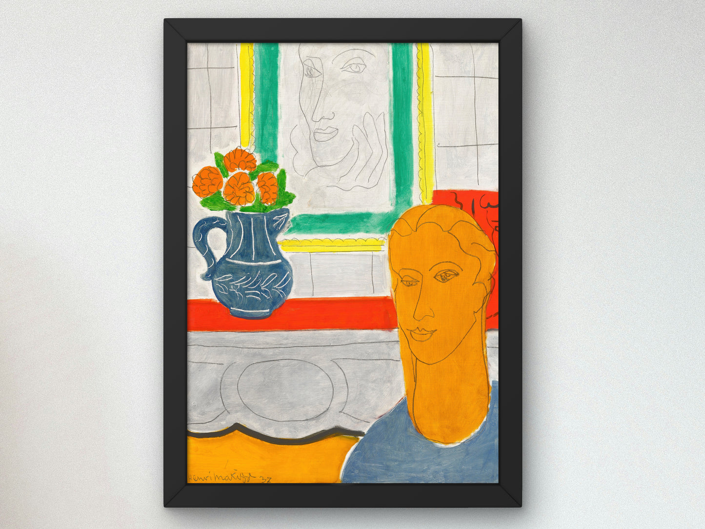 Figure et Bouquet by Henri Matisse 1937, Wall Art Print, Fine Art Reproduction, Museum Quality Decor, Poster