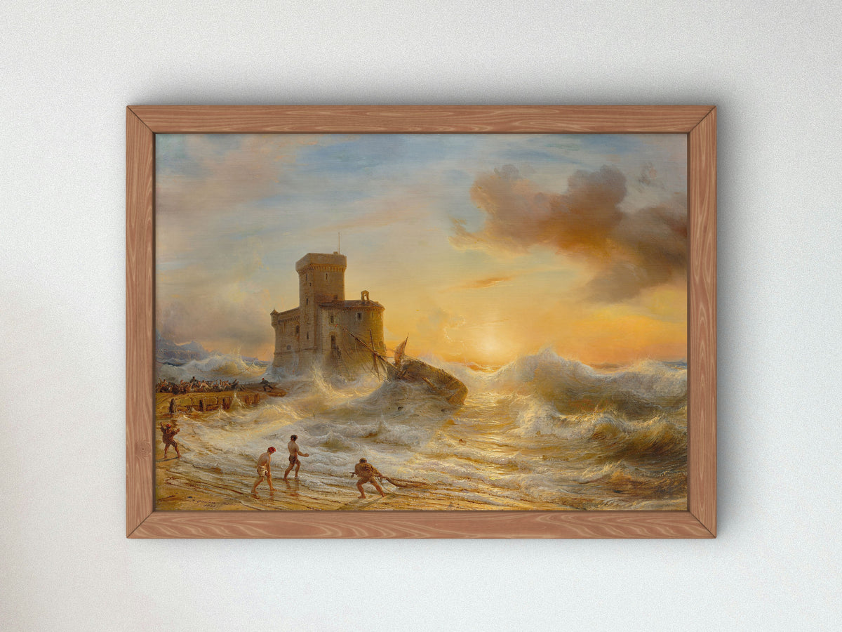 Shipwreck at Castello sul Mare in Rapallo by Théodore Gudin 1833, Wall Art Print, Fine Art Reproduction, Museum Quality Decor, Poster