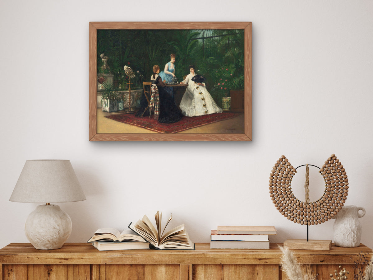 Tea in the Conservatory by Jeanne Samson, Wall Art Print, Fine Art Reproduction, Museum Quality Decor, Poster