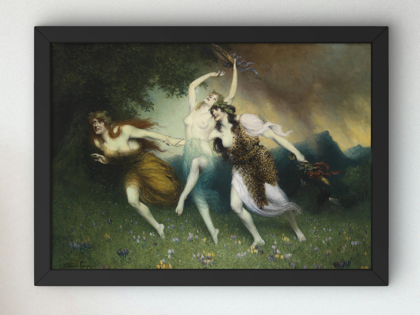 Fleeing Nymphs by Ferdinand Leeke, Wall Art Print, Fine Art Reproduction, Museum Quality Decor, Poster