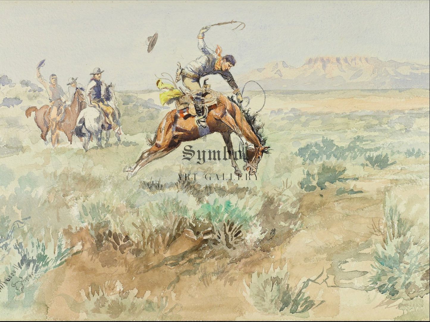 Bronco Busting by Charles Marion Russell 1895, Wall Art Print, Fine Art Reproduction, Museum Quality Decor, Poster