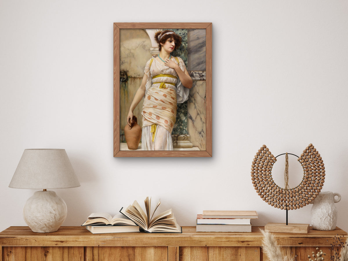 At the Fountain by John William Godward 1893, Wall Art Print, Fine Art Reproduction, Museum Quality Decor, Poster