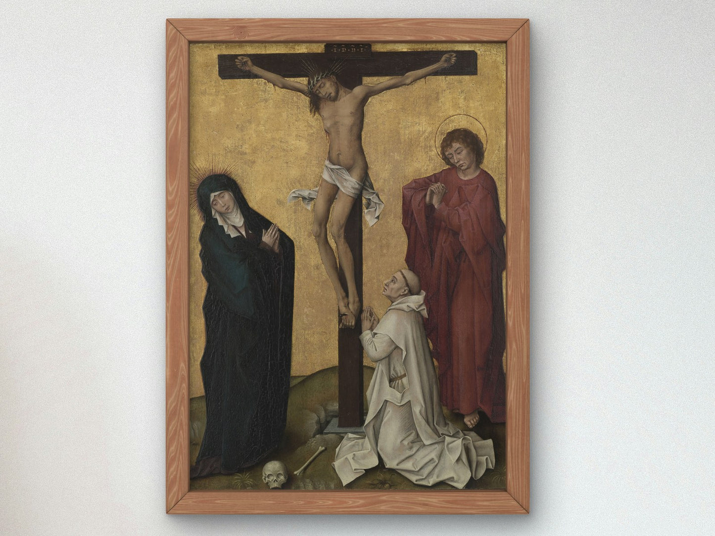 The Crucifixion with a Carthusian Monk by Rogier van der Weyden 1460, Wall Art Print, Fine Art Reproduction, Museum Quality Decor, Poster