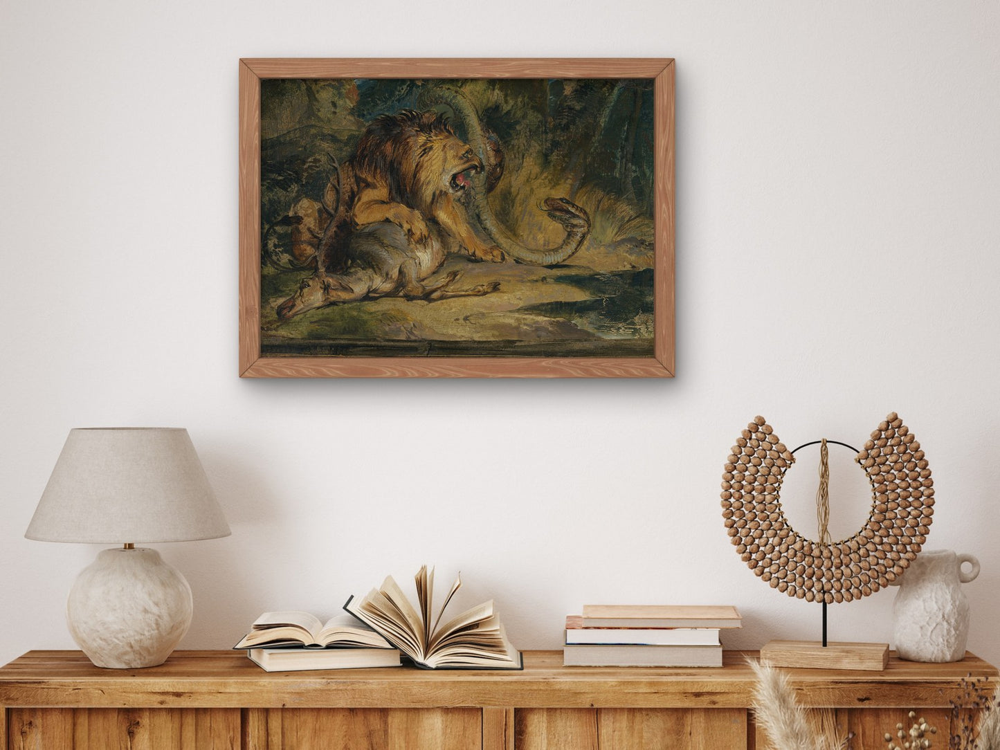 Lion Defending its Prey by Edwin Landseer 1840, Wall Art Print, Fine Art Reproduction, Museum Quality Decor, Poster