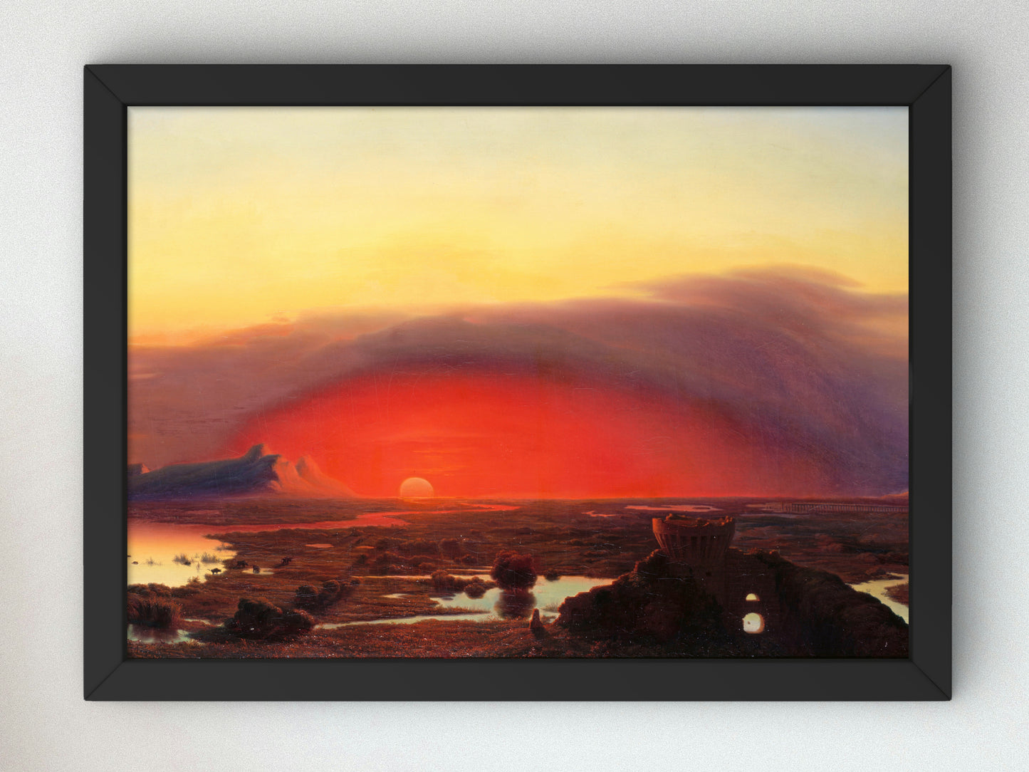 The Pontine Marshes at Sunset by August Kopisch 1848, Wall Art Print, Fine Art Reproduction, Museum Quality Decor, Poster