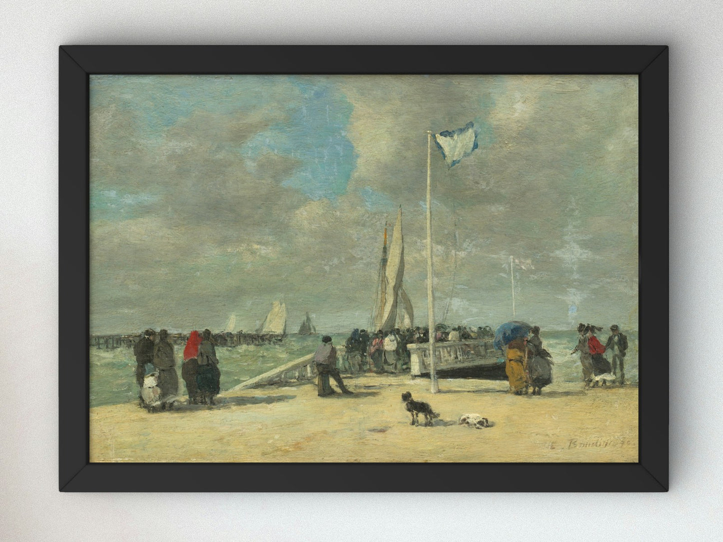 On the Jetty by Eugène Boudin 1869, Wall Art Print, Fine Art Reproduction, Museum Quality Decor, Poster
