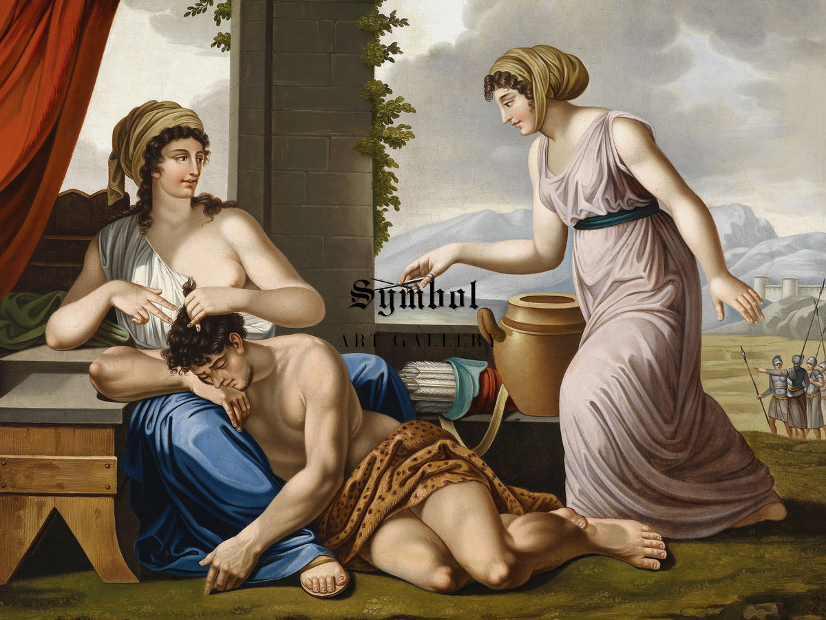 Samson and Delilah by Josef Worlicek, Wall Art Print, Fine Art Reproduction, Museum Quality Decor, Poster
