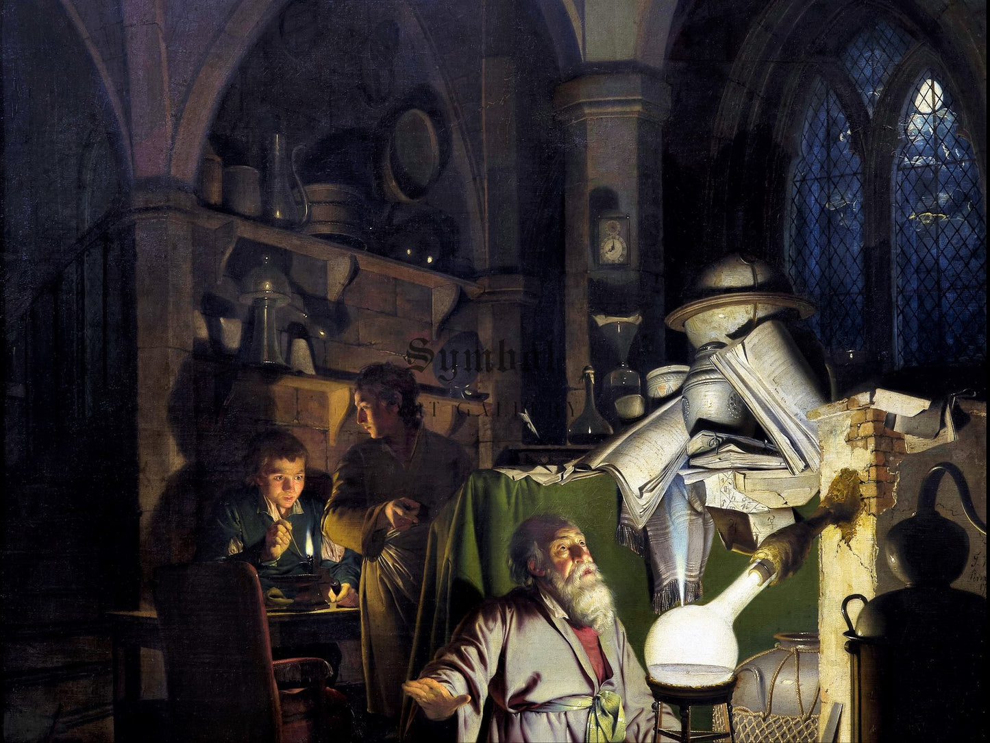 The Alchemist Discovering Phosphorus by Joseph Wright of Derby 1771, Wall Art Print, Fine Art Reproduction, Museum Quality Decor, Poster