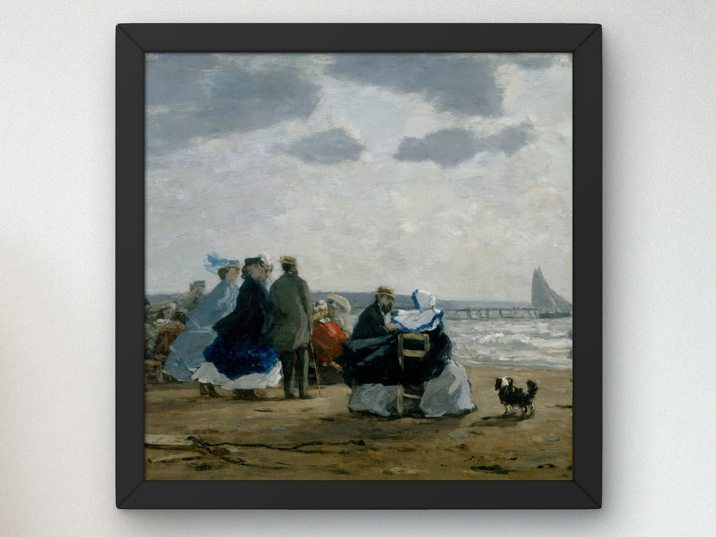 On the Beach Dieppe by Eugène Boudin 1864, Wall Art Print, Fine Art Reproduction, Museum Quality Decor, Poster