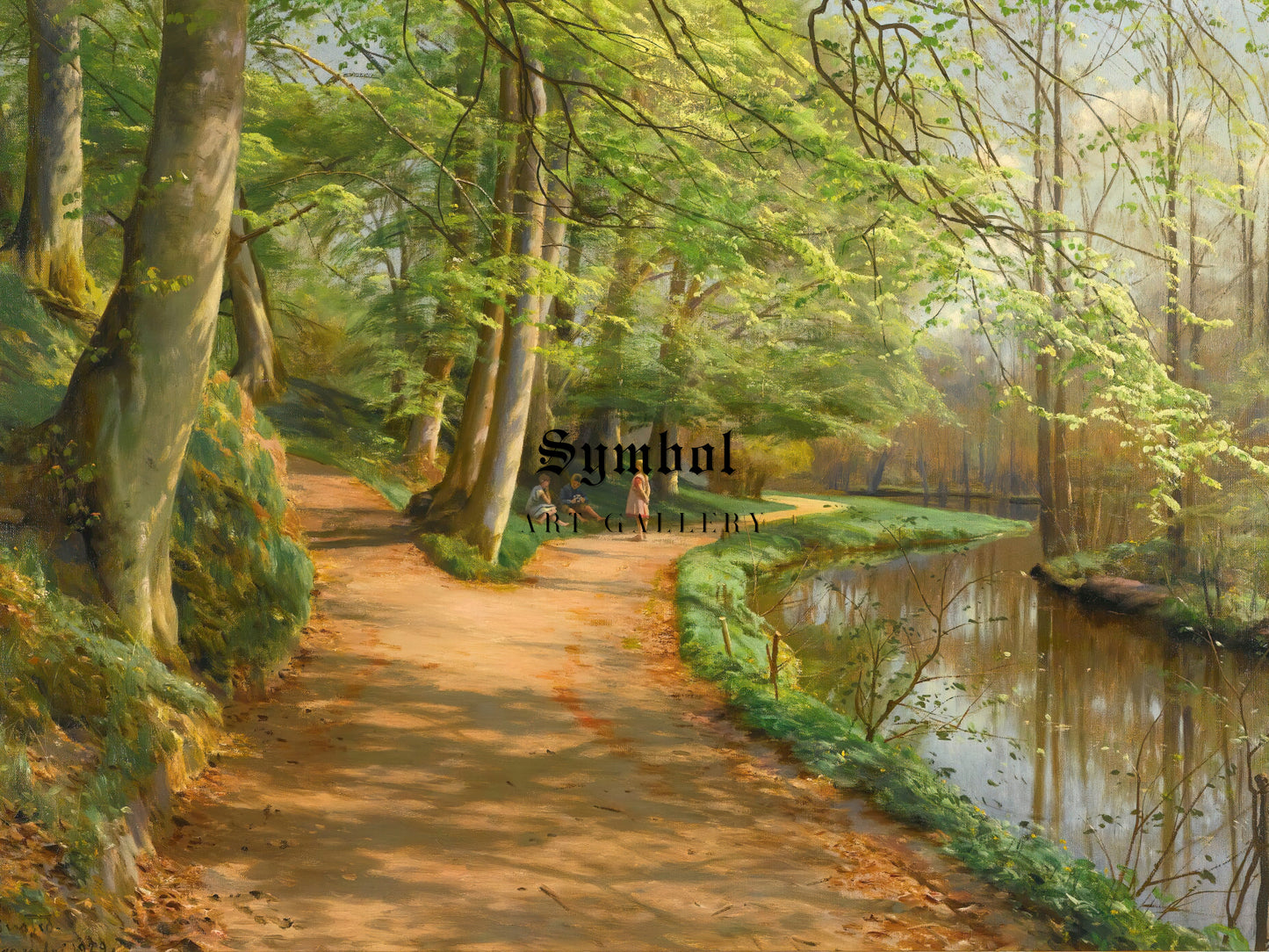 Children by a Stream by Peder Mørk Mønsted 1929, Wall Art Print, Fine Art Reproduction, Museum Quality Decor, Poster
