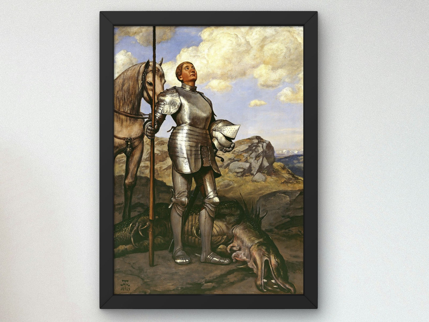 Knight St. Georg by Hans Thoma 1889, Wall Art Print, Fine Art Reproduction, Museum Quality Decor, Poster