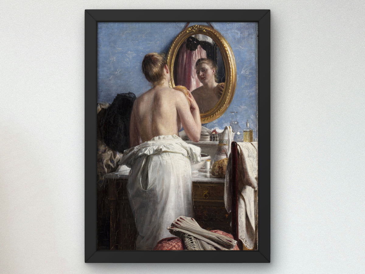 A Girl Washing Herself before a Carnival by Carl Bloch 1887, Wall Art Print, Fine Art Reproduction, Museum Quality Decor, Poster