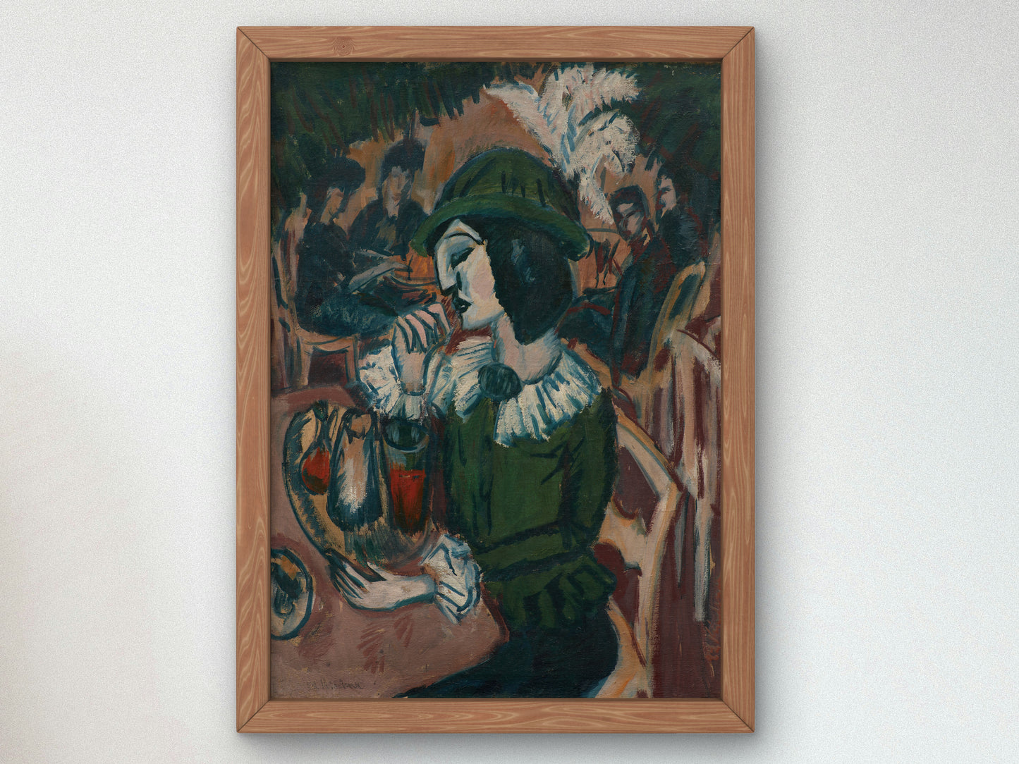 Green Lady in the Garden Café by Ernst Ludwig Kirchner 1912, Wall Art Print, Fine Art Reproduction, Museum Quality Decor, Poster