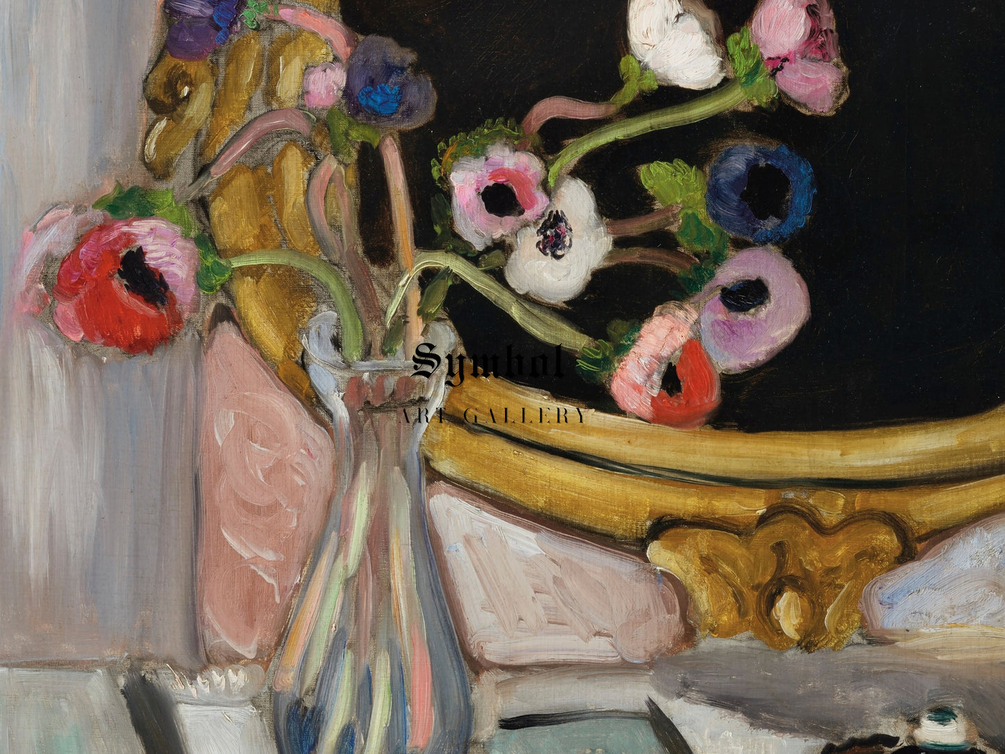 Anemones at the Black Mirror by Henri Matisse 1919, Wall Art Print, Fine Art Reproduction, Museum Quality Decor, Poster