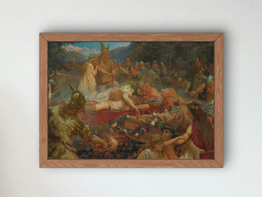 Death of a Viking Warrior by Charles Ernest Butler 1909, Wall Art Print, Fine Art Reproduction, Museum Quality Decor, Poster