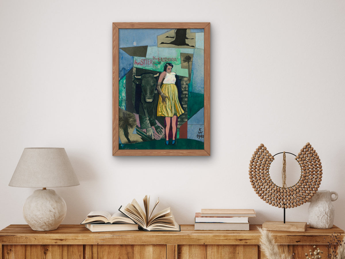 The Bull and Europa by Karl Wiener 1940, Wall Art Print, Fine Art Reproduction, Museum Quality Decor, Poster