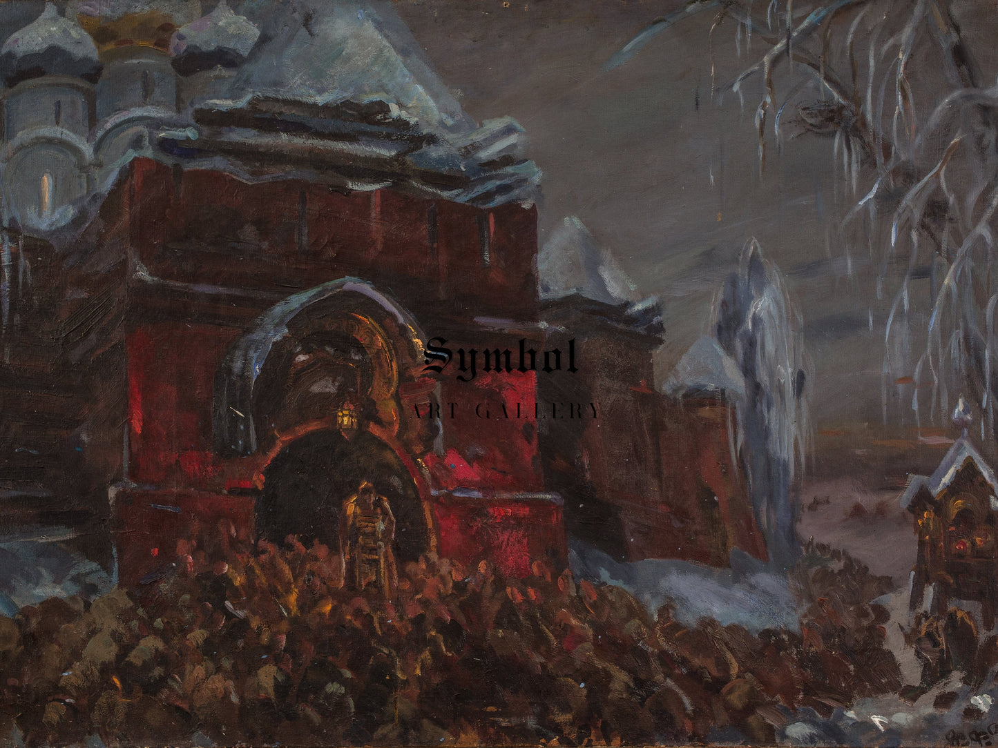 Novodevichy Cemetery Sketch for Boris Godunov by Fyodor Fyodorovsky 1946, Wall Art Print, Fine Art Reproduction, Museum Quality Decor