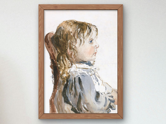 Girl in a Pinafore by David Cox 1844, Wall Art Print, Fine Art Reproduction, Museum Quality Decor, Poster