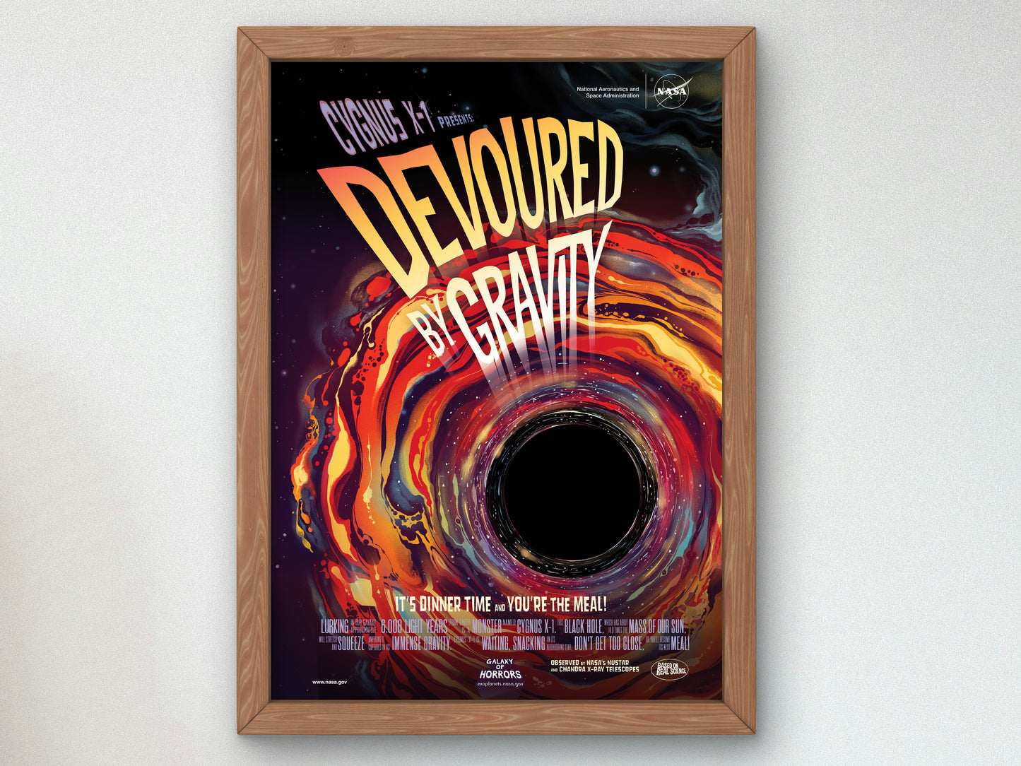 Devoured by Gravity by NASA 2021, Wall Art Print, Fine Art Reproduction, Museum Quality Decor, Poster