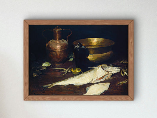 Still Life with Fish by Emil Carlsen 1882, Wall Art Print, Fine Art Reproduction, Museum Quality Decor, Poster