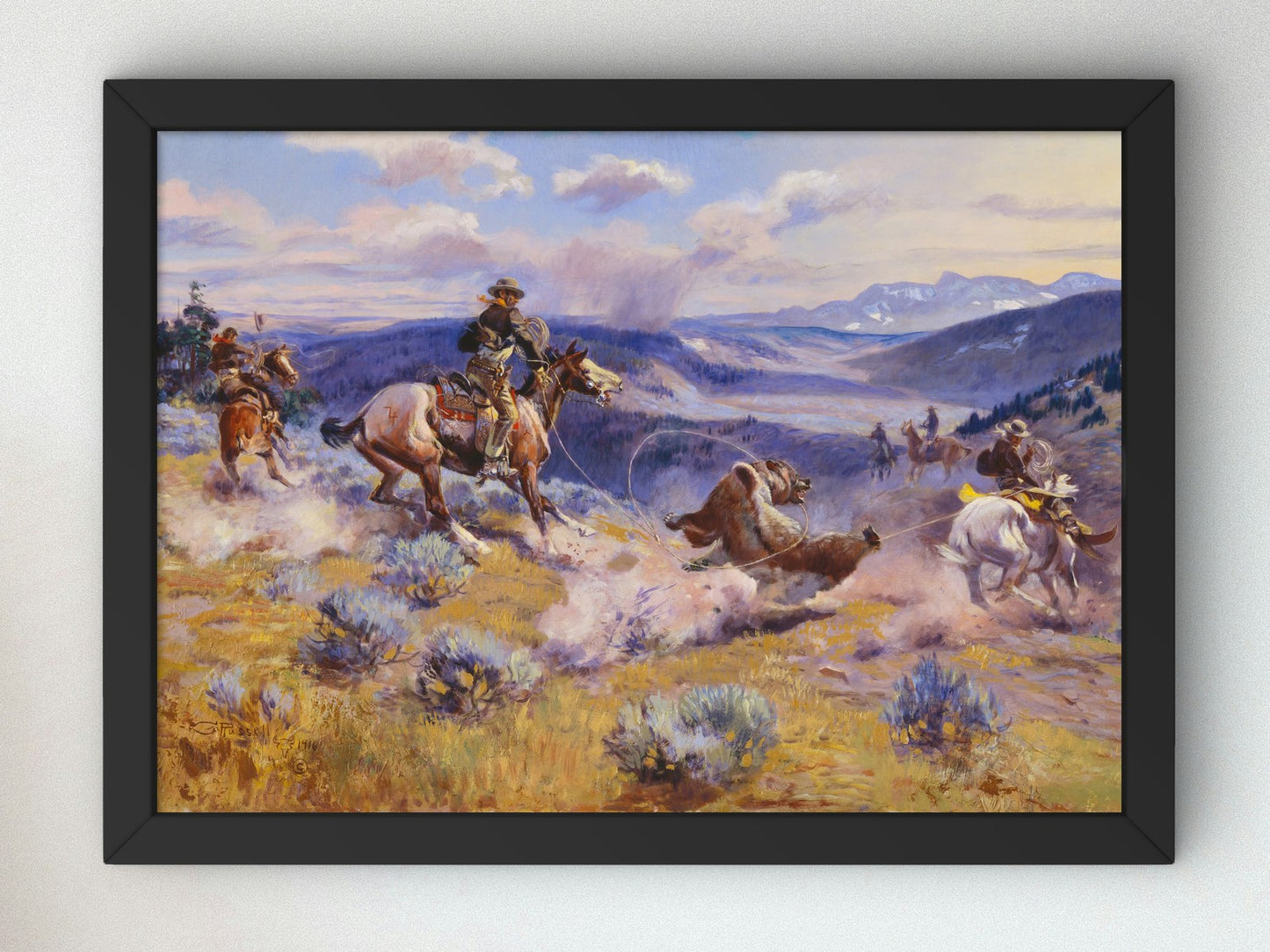 Loops and Swift Horses are Surer than Lead by Charles Marion Russell 1916, Wall Art Print, Fine Art Reproduction, Museum Quality Decor