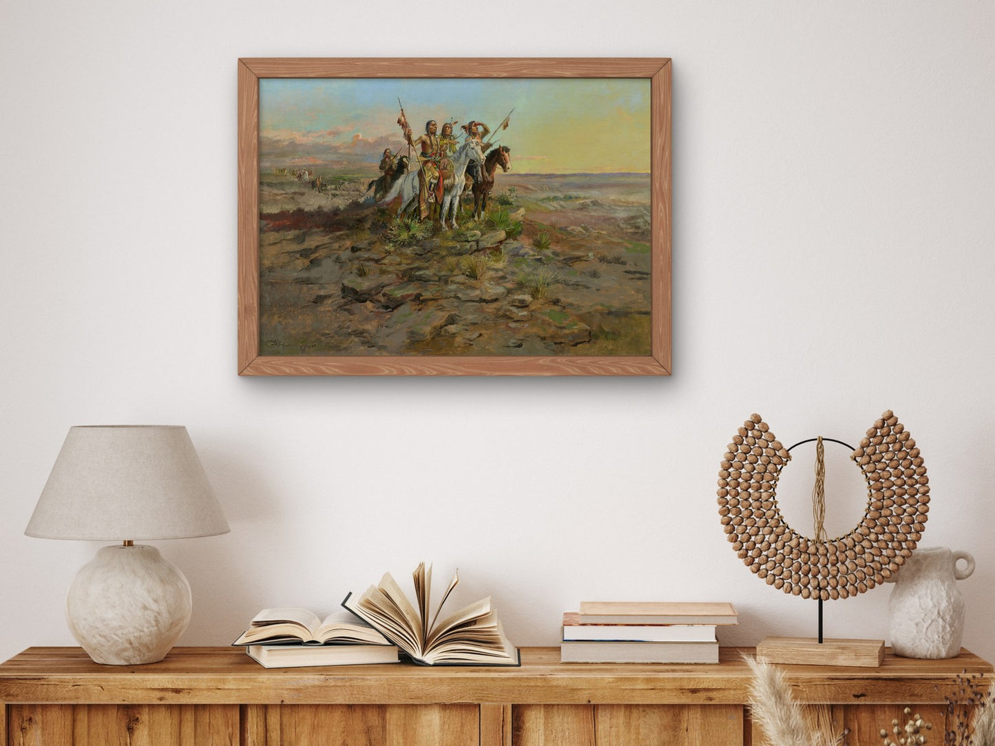 Approach of the White Men by Charles Marion Russell 1898, Wall Art Print, Fine Art Reproduction, Museum Quality Decor, Poster