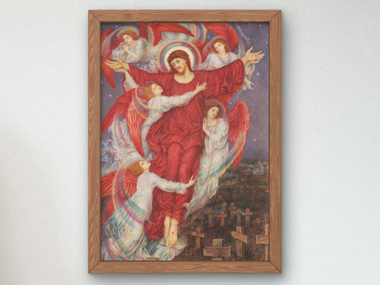 The Red Cross by Evelyn De Morgan 1914, Wall Art Print, Fine Art Reproduction, Museum Quality Decor, Poster