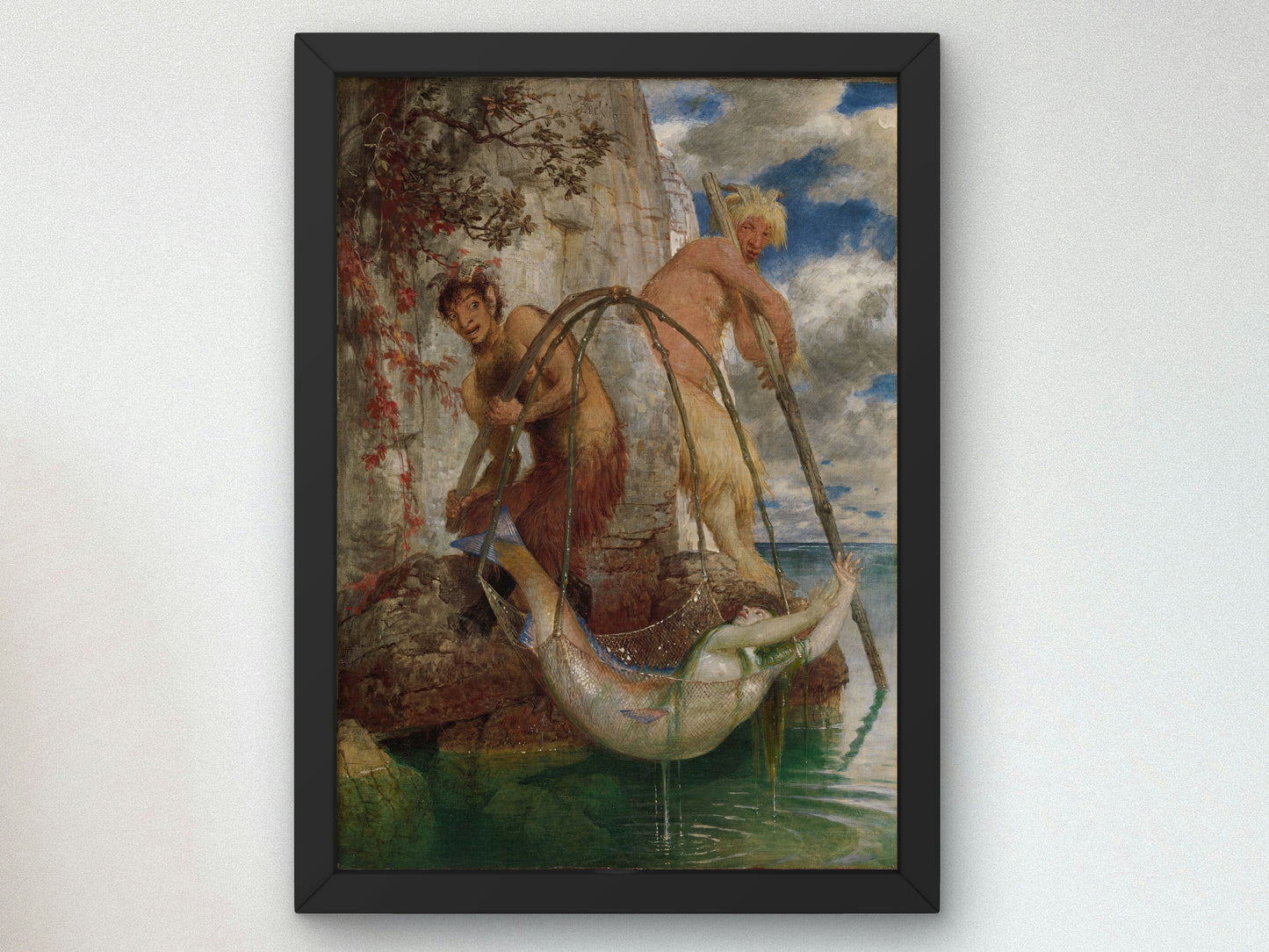Two Fishing Pans by Arnold Böcklin 1874, Wall Art Print, Fine Art Reproduction, Museum Quality Decor, Poster