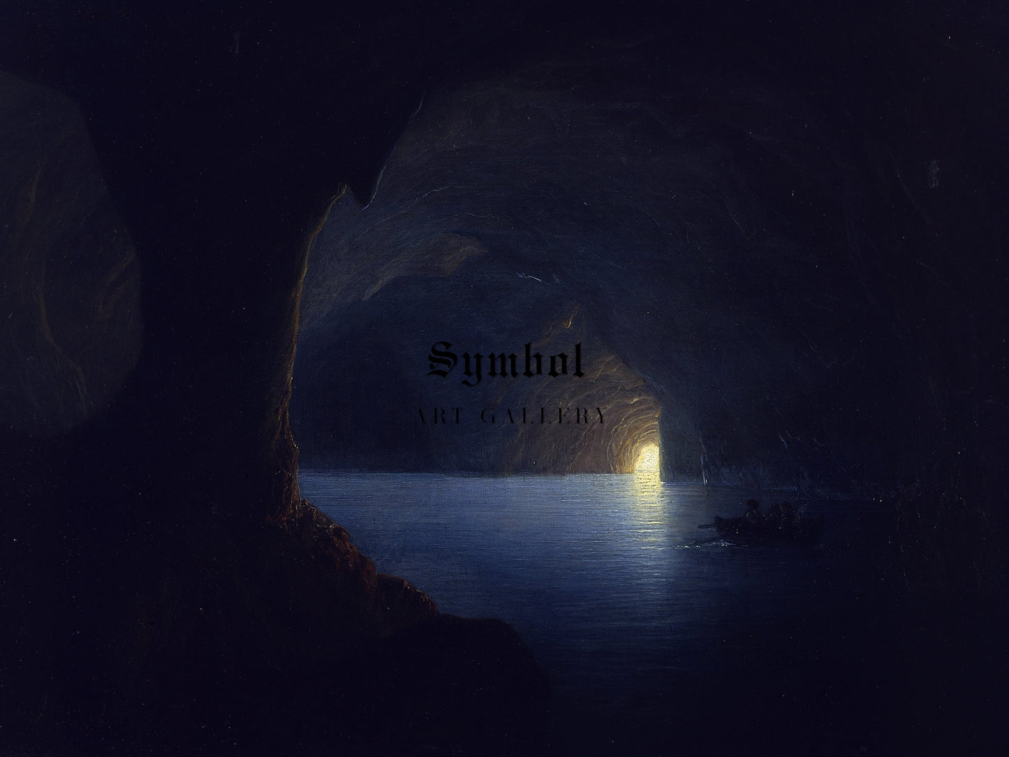 The Blue Grotto in Capri by Carl Friedrich Seiffert 1860, Wall Art Print, Fine Art Reproduction, Museum Quality Decor, Poster