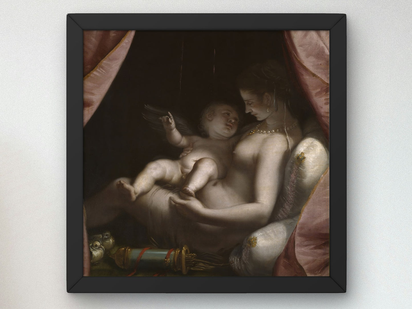 Venus and Cupid by Luca Cambiaso 1570, Wall Art Print, Fine Art Reproduction, Museum Quality Decor, Poster