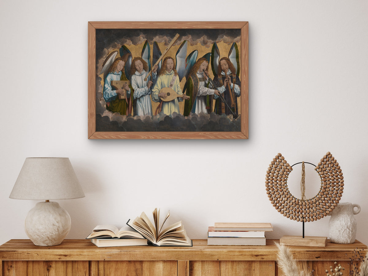 Music Making Angels by Hans Memling 1483, Wall Art Print, Fine Art Reproduction, Museum Quality Decor, Poster