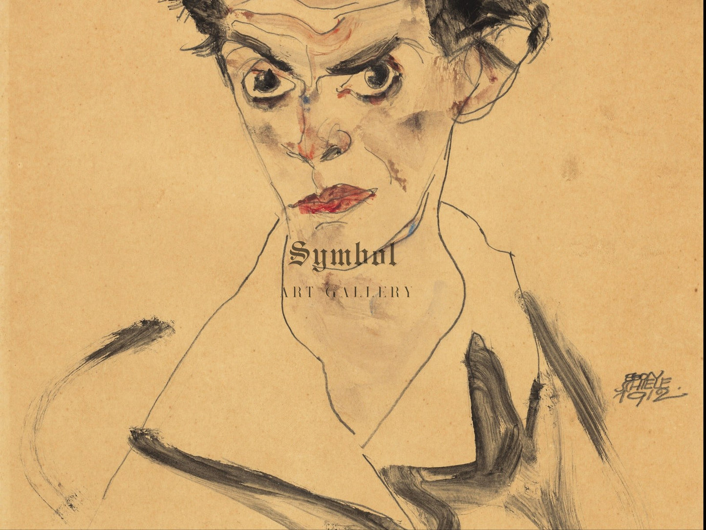 Self Portrait by Egon Schiele 1912, Wall Art Print, Fine Art Reproduction, Museum Quality Decor, Poster