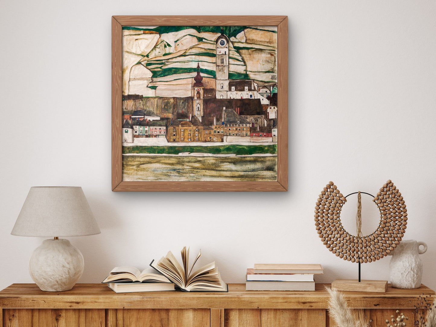 Stein on the Danube Seen from the South by Egon Schiele 1913, Wall Art Print, Fine Art Reproduction, Museum Quality Decor, Poster