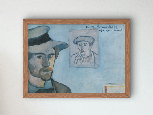 Self Portrait with Portrait of Gauguin by Émile Bernard 1888, Wall Art Print, Fine Art Reproduction, Museum Quality Decor, Poster