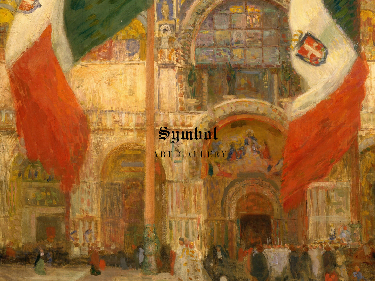 The Flags Saint Mark's Venice Fête Day by Eugène Lawrence Vail 1903, Wall Art Print, Fine Art Reproduction, Museum Quality Decor, Poster
