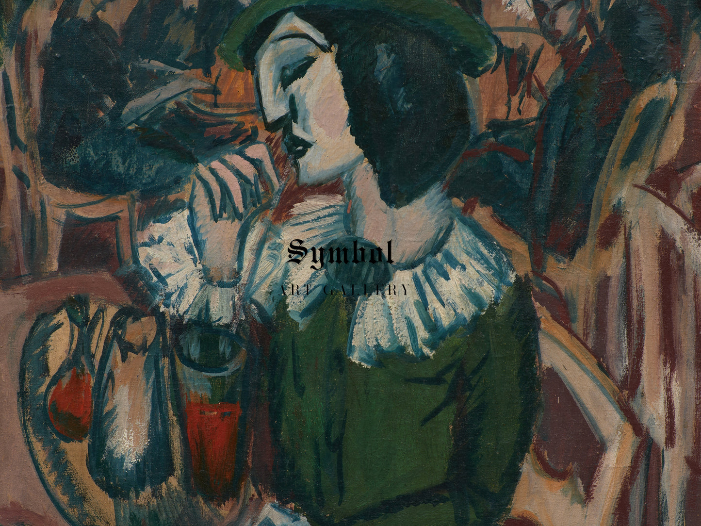Green Lady in the Garden Café by Ernst Ludwig Kirchner 1912, Wall Art Print, Fine Art Reproduction, Museum Quality Decor, Poster