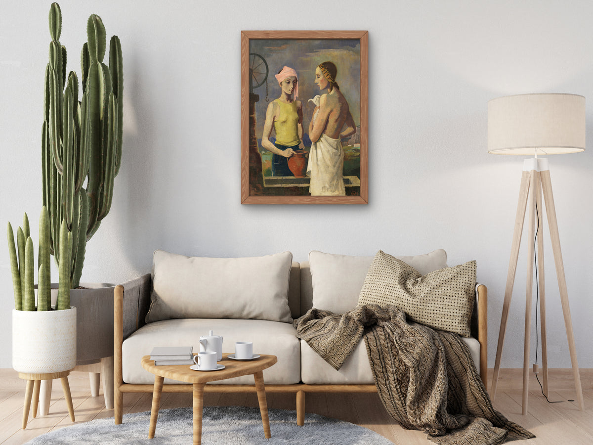 Two Women at the Well by Karl Hofer 1940, Wall Art Print, Fine Art Reproduction, Museum Quality Decor, Poster