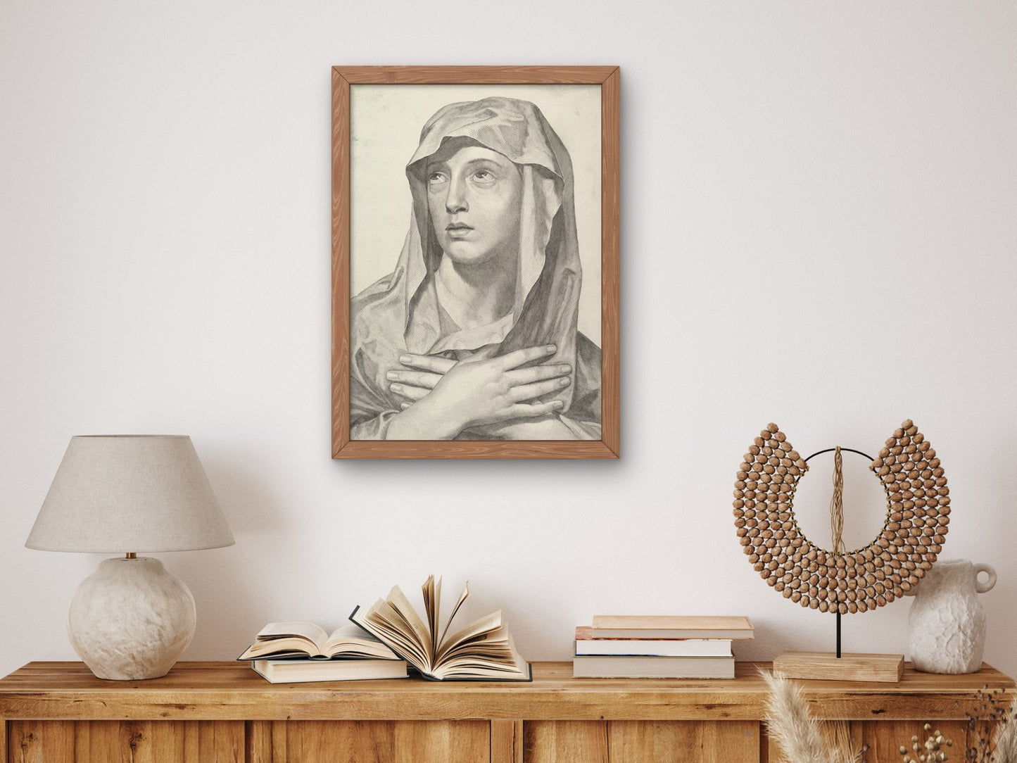 Bust of the Virgin by Claude Mellan 1650, Wall Art Print, Fine Art Reproduction, Museum Quality Decor, Poster