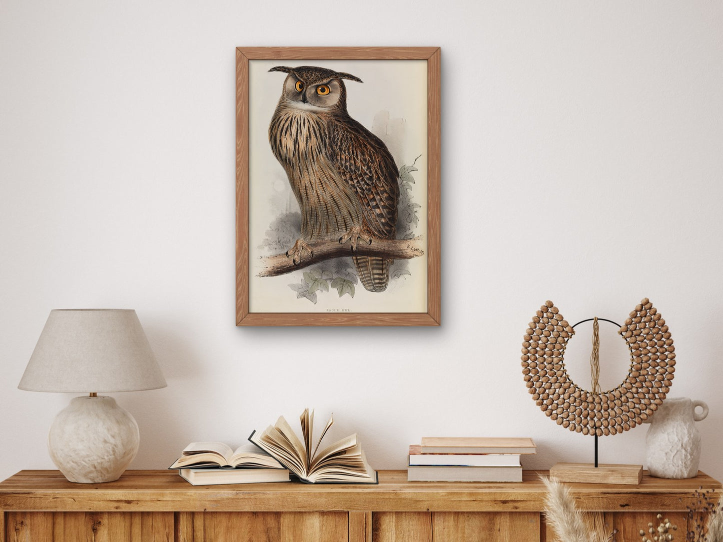 Eagle Owl by Edward Lear 1832, Wall Art Print, Fine Art Reproduction, Museum Quality Decor, Poster