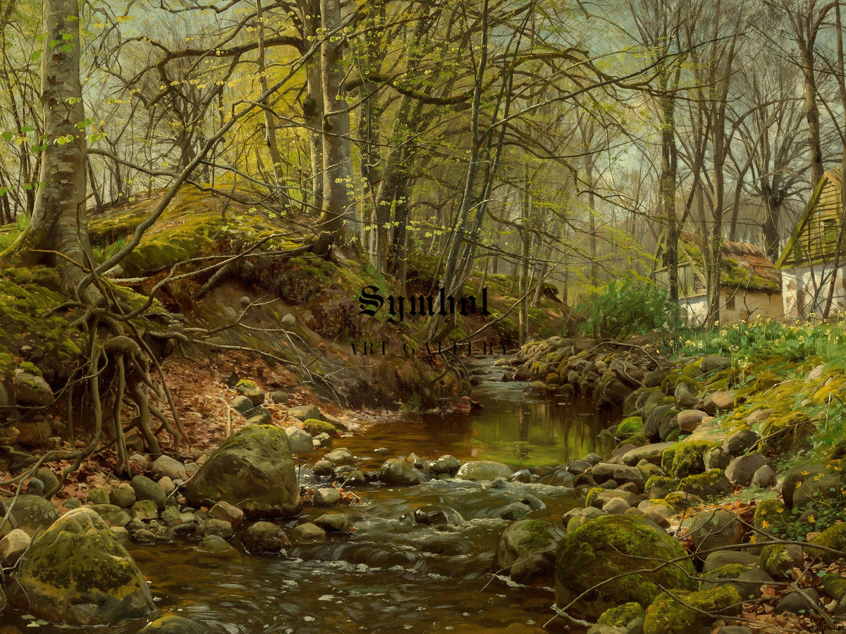 A Forest Stream by Peder Mørk Mønsted 1905, Wall Art Print, Fine Art Reproduction, Museum Quality Decor, Poster