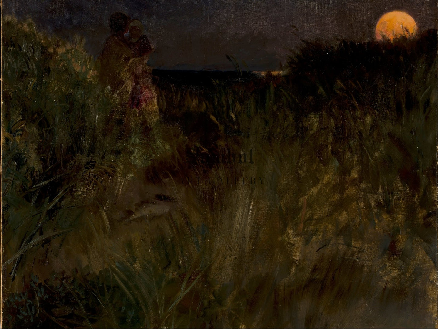 Moonrise over the Dunes by Eilif Peterssen 1883, Wall Art Print, Fine Art Reproduction, Museum Quality Decor, Poster