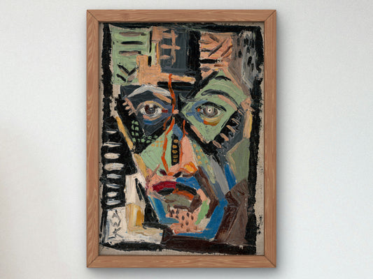 Man's Face by Arnold Peter Weisz Kubínčan 1927, Wall Art Print, Fine Art Reproduction, Museum Quality Decor, Poster